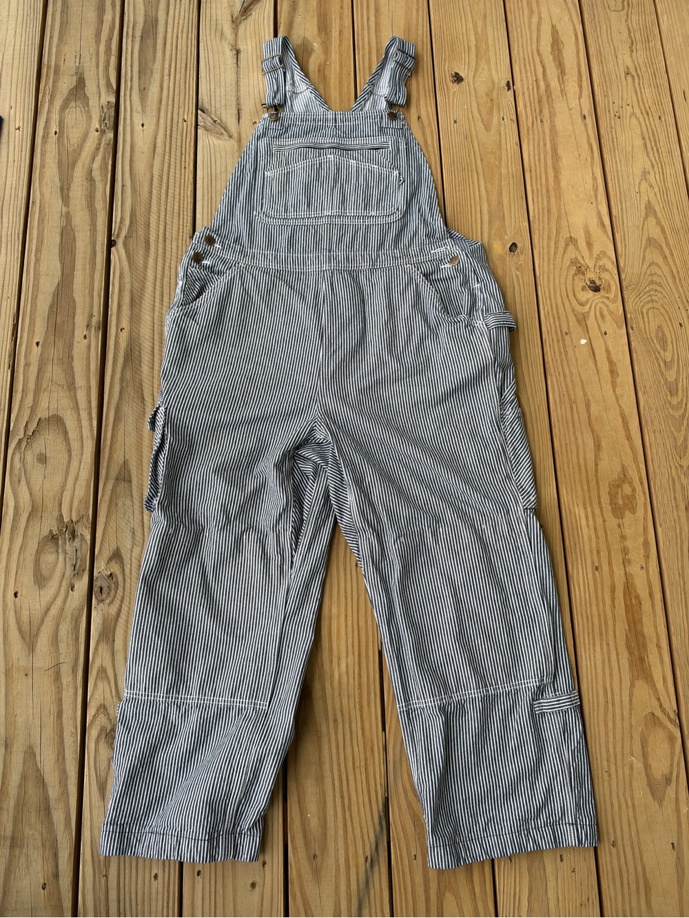 Duluth Trading Railroad Stripe Bib Overalls Women’s L x 29 Blue Work Pants